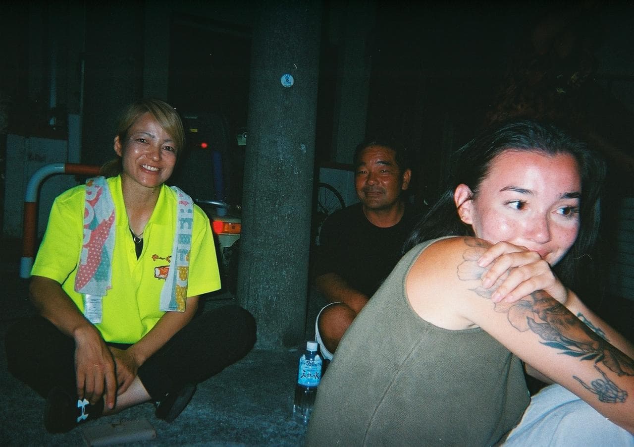 Aya with locals on Izena