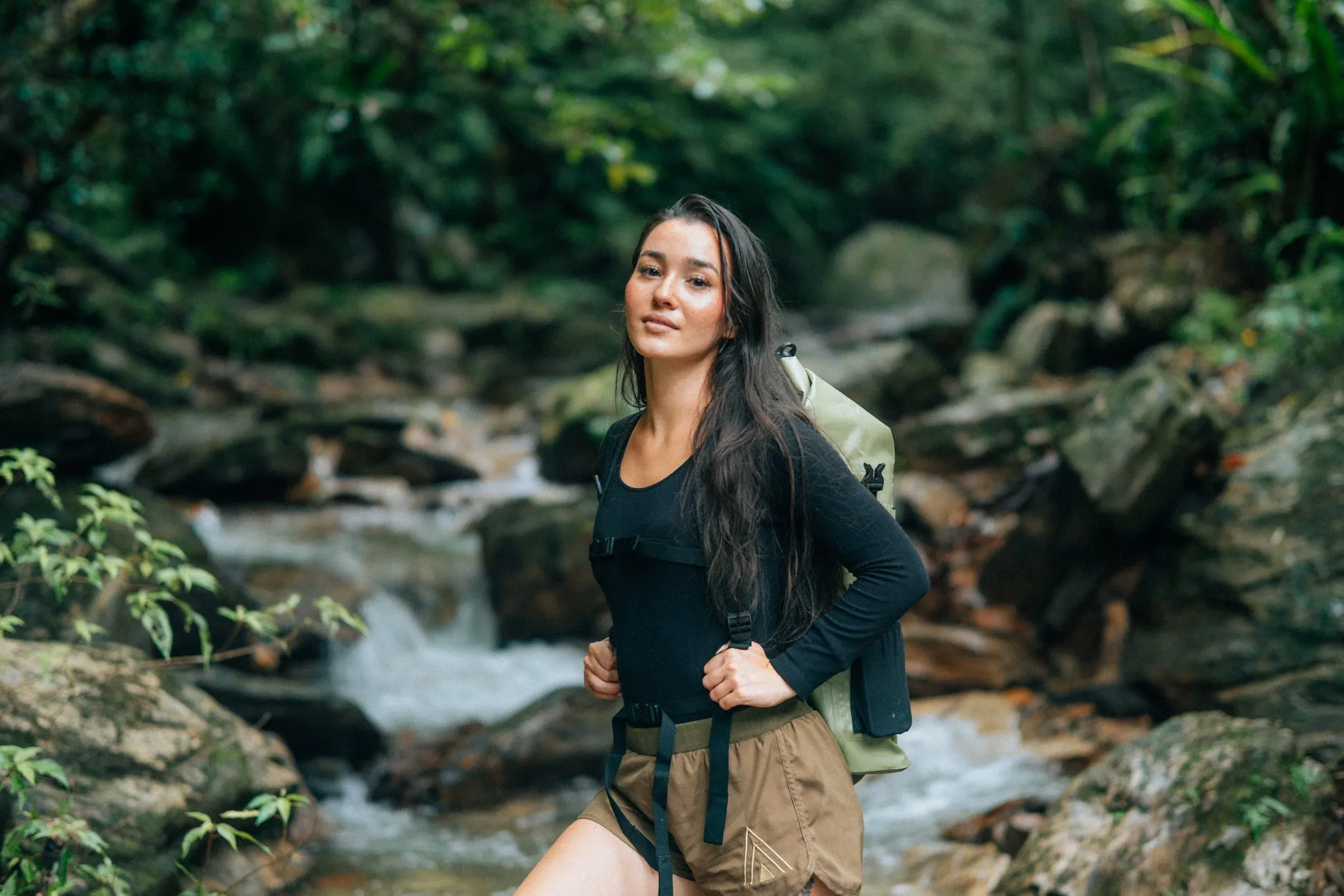 Guest on waterfall trek tour in Okinawa