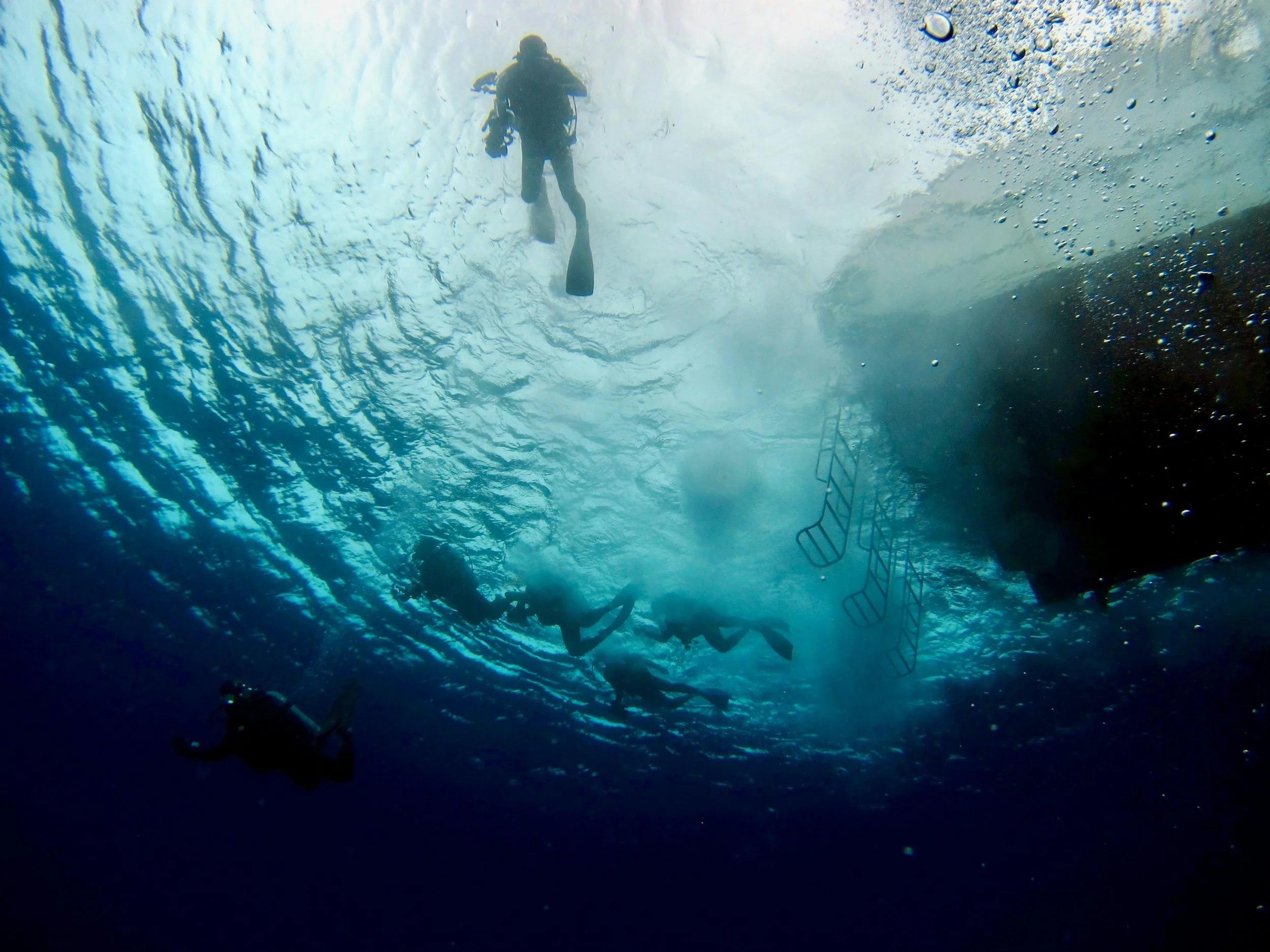 Diving off Okinawa — the surface seen from below